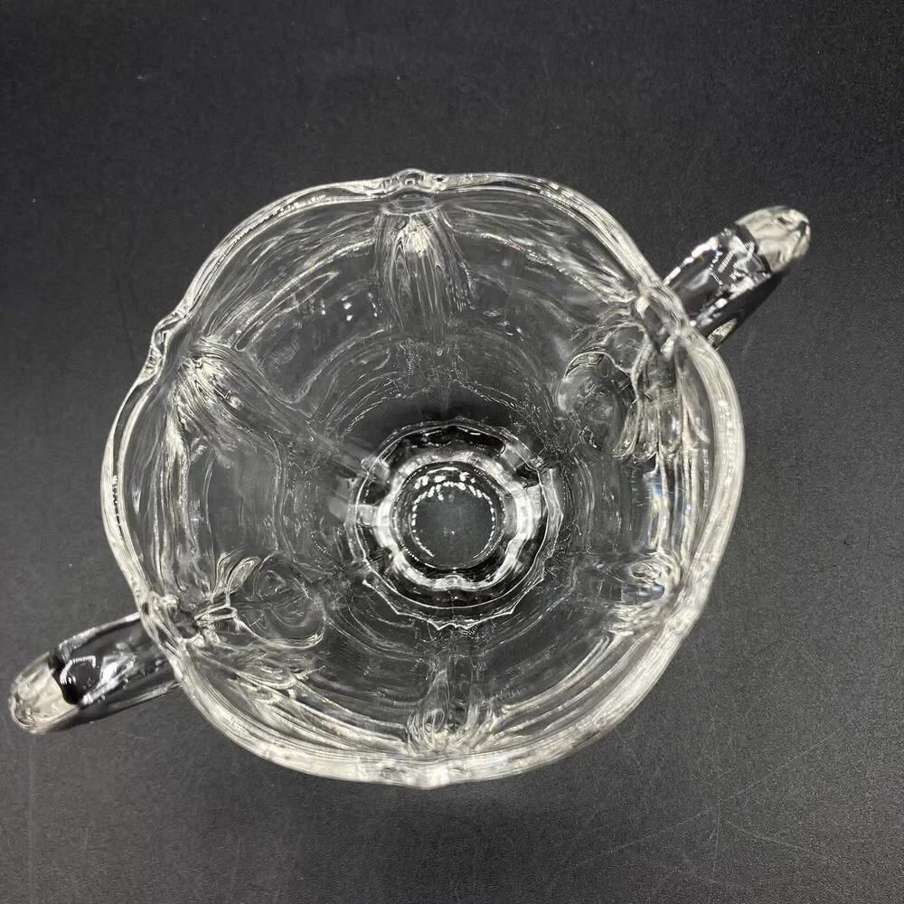 Cambridge Elegant Glass Corinth Optic Clear Mini Creamer & Open Sugar Bowl Set